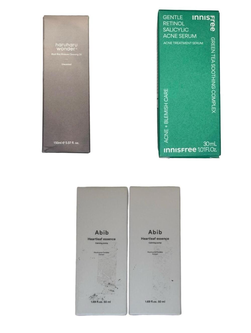 Haruharu Abib Innisfree K-Beauty 4pc Routine Bundle Cleansing Oil Serum NIB
